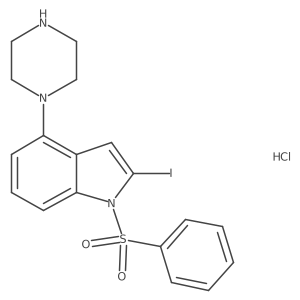 1h-Indole,2-iodo-1-(phenylsulfonyl)-4-(1-piperazinyl)-,hydrochloride Structure
