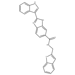 N-(1-benzothiophen-2-ylmethyl)-2-(1H-indazol-3-yl)-3H-benzimidazole-5-carboxamide结构式