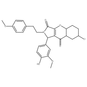 7-chloro-1-(4-hydroxy-3-methoxyphenyl)-2-[2-(4-methoxyphenyl)ethyl]-4a,5,6,7,8,8a-hexahydro-1H-chromeno[2,3-c]pyrrole-3,9-dione Structure
