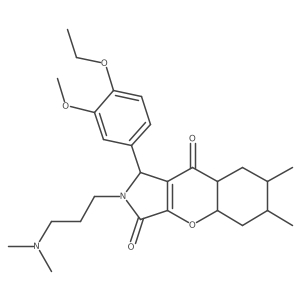 2-[3-(dimethylamino)propyl]-1-(4-ethoxy-3-methoxyphenyl)-6,7-dimethyl-4a,5,6,7,8,8a-hexahydro-1H-chromeno[2,3-c]pyrrole-3,9-dione结构式