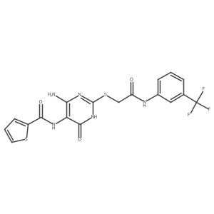 N-(4-amino-6-oxo-2-((2-oxo-2-((3-(trifluoromethyl)phenyl)amino)ethyl)thio)-1,6-dihydropyrimidin-5-yl)thiophene-2-carboxamide结构式