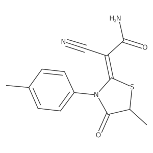 (E)-2-cyano-2-(5-methyl-4-oxo-3-(p-tolyl)thiazolidin-2-ylidene)acetamide Structure