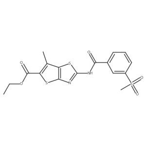 Ethyl 6-methyl-2-(3-(methylsulfonyl)benzamido)thieno[2,3-d]thiazole-5-carboxylate结构式