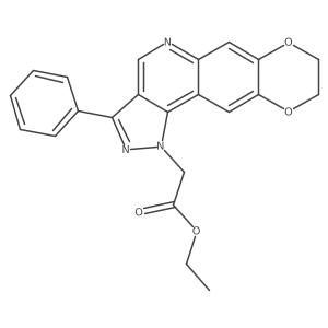 ethyl 2-(3-phenyl-8,9-dihydro-1H-[1,4]dioxino[2,3-g]pyrazolo[4,3-c]quinolin-1-yl)acetate结构式