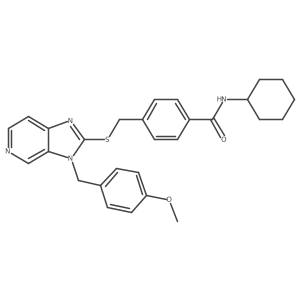 N-Cyclohexyl-4-[({3-[(4-methoxyphenyl)methyl]-3H-imidazo[4,5-C]pyridin-2-YL}sulfanyl)methyl]benzamide结构式