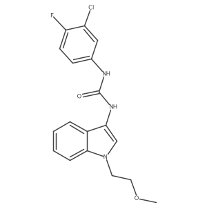 1-(3-chloro-4-fluorophenyl)-3-(1-(2-methoxyethyl)-1H-indol-3-yl)urea结构式