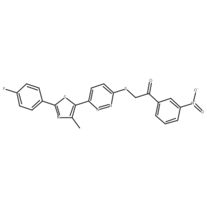 2-((6-(2-(4-Fluorophenyl)-4-methylthiazol-5-yl)pyridazin-3-yl)thio)-1-(3-nitrophenyl)ethanone结构式