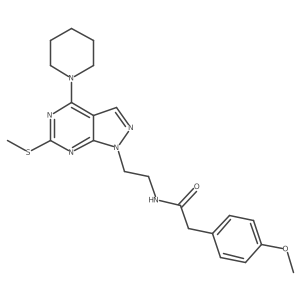 2-(4-methoxyphenyl)-N-(2-(6-(methylthio)-4-(piperidin-1-yl)-1H-pyrazolo[3,4-d]pyrimidin-1-yl)ethyl)acetamide Structure