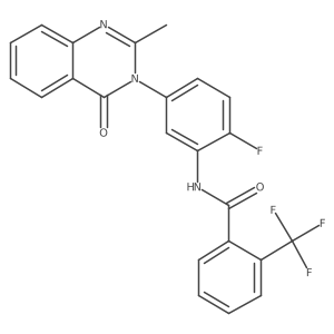 N-(2-fluoro-5-(2-methyl-4-oxoquinazolin-3(4H)-yl)phenyl)-2-(trifluoromethyl)benzamide Structure