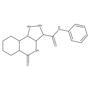5-oxo-N-phenyl-2,3,3a,4,5a,6,7,8,9,9a-decahydro-1H-triazolo[1,5-a]quinazoline-3-carboxamide结构式