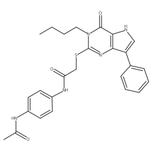 2-({3-butyl-4-oxo-7-phenyl-3H,4H,5H-pyrrolo[3,2-d]pyrimidin-2-yl}sulfanyl)-N-(4-acetamidophenyl)acetamide结构式
