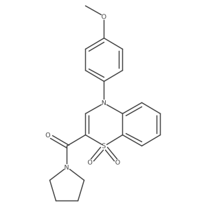 (4-(4-methoxyphenyl)-1,1-dioxido-4H-benzo[b][1,4]thiazin-2-yl)(pyrrolidin-1-yl)methanone结构式