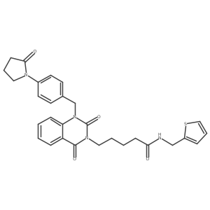 5-(2,4-dioxo-1-(4-(2-oxopyrrolidin-1-yl)benzyl)-1,2-dihydroquinazolin-3(4H)-yl)-N-(thiophen-2-ylmethyl)pentanamide Structure