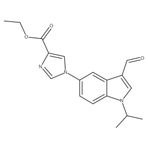 1-(3-Formyl-1-isopropyl-indol-5-yl)imidazole-4-carboxylic acid ethyl ester Structure