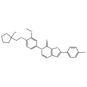 Thieno[3,2-d]pyrimidin-4(3H)-one, 6-(4-chlorophenyl)-3-[4-[(1-hydroxycyclopentyl)methoxy]-3-methoxyphenyl]- Structure