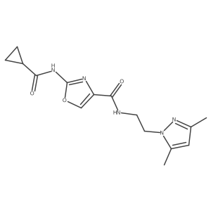 2-(cyclopropanecarboxamido)-N-(2-(3,5-dimethyl-1H-pyrazol-1-yl)ethyl)oxazole-4-carboxamide Structure