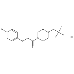 2-((4-Fluorophenyl)thio)-1-(4-(2,2,2-trifluoroethyl)piperazin-1-yl)ethanone hydrochloride结构式