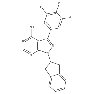 1-(2,3-Dihydro-1H-inden-2-yl)-3-(3,4,5-trifluorophenyl)-1H-pyrazolo[3,4-d]pyrimidin-4-amine Structure