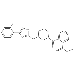 Methyl 2-(3-((3-(2-fluorophenyl)-1,2,4-oxadiazol-5-yl)methyl)piperidine-1-carbonyl)benzoate Structure