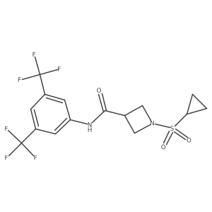 N-(3,5-bis(trifluoromethyl)phenyl)-1-(cyclopropylsulfonyl)azetidine-3-carboxamide结构式