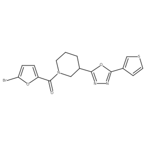 (5-Bromofuran-2-yl)(3-(5-(thiophen-3-yl)-1,3,4-oxadiazol-2-yl)piperidin-1-yl)methanone Structure