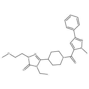 4-ethyl-1-(2-methoxyethyl)-3-(1-(1-methyl-3-phenyl-1H-pyrazole-5-carbonyl)piperidin-4-yl)-1H-1,2,4-triazol-5(4H)-one Structure