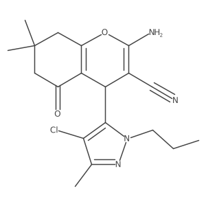 2-Amino-4-(4-chloro-3-methyl-1-propyl-1H-pyrazol-5-yl)-7,7-dimethyl-5-oxo-5,6,7,8-tetrahydro-4H-chromene-3-carbonitrile结构式
