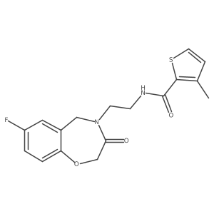 N-(2-(7-fluoro-3-oxo-2,3-dihydrobenzo[f][1,4]oxazepin-4(5H)-yl)ethyl)-3-methylthiophene-2-carboxamide Structure