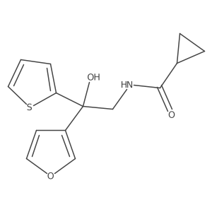 N-(2-(furan-3-yl)-2-hydroxy-2-(thiophen-2-yl)ethyl)cyclopropanecarboxamide结构式