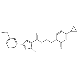 N-(2-(4-cyclopropyl-6-oxopyrimidin-1(6H)-yl)ethyl)-3-(3-methoxyphenyl)-1-methyl-1H-pyrazole-5-carboxamide Structure