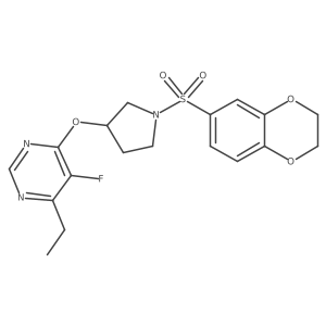 4-((1-((2,3-Dihydrobenzo[b][1,4]dioxin-6-yl)sulfonyl)pyrrolidin-3-yl)oxy)-6-ethyl-5-fluoropyrimidine结构式