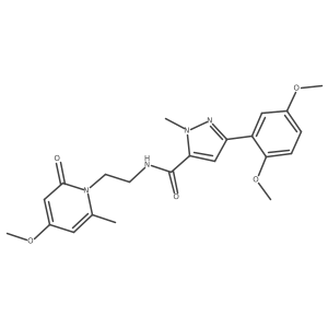 3-(2,5-dimethoxyphenyl)-N-(2-(4-methoxy-6-methyl-2-oxopyridin-1(2H)-yl)ethyl)-1-methyl-1H-pyrazole-5-carboxamide结构式