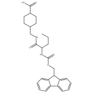 4-{[(2S)-2-({[(9H-fluoren-9-yl)methoxy]carbonyl}amino)pentanamido]methyl}cyclohexane-1-carboxylic acid结构式
