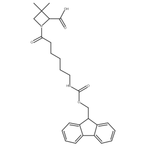 1-[6-({[(9H-fluoren-9-yl)methoxy]carbonyl}amino)hexanoyl]-3,3-dimethylazetidine-2-carboxylic acid Structure