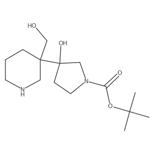 Tert-butyl 3-hydroxy-3-[3-(hydroxymethyl)piperidin-3-yl]pyrrolidine-1-carboxylate结构式