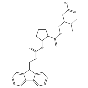 3-({[2-({[(9H-fluoren-9-yl)methoxy]carbonyl}amino)cyclopentyl]formamido}methyl)-4-methylpentanoic acid结构式