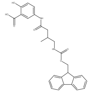 5-[4-({[(9H-fluoren-9-yl)methoxy]carbonyl}amino)-3-methylbutanamido]-2-hydroxybenzoic acid Structure