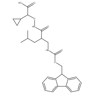2-cyclopropyl-2-({2-[({[(9H-fluoren-9-yl)methoxy]carbonyl}amino)methyl]-4-methylpentanamido}oxy)acetic acid结构式