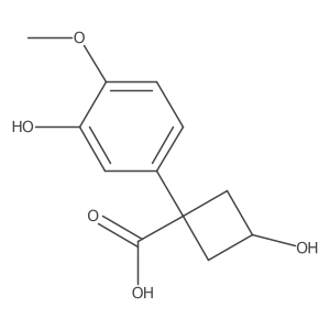 3-Hydroxy-1-(3-hydroxy-4-methoxyphenyl)cyclobutane-1-carboxylic acid结构式