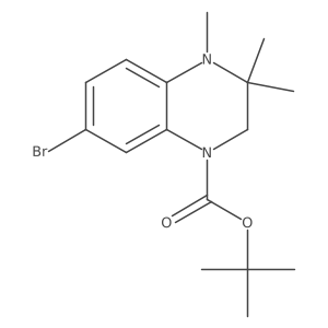 Tert-butyl 7-bromo-3,3,4-trimethyl-1,2,3,4-tetrahydroquinoxaline-1-carboxylate结构式