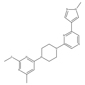 4-methyl-6-{4-[6-(1-methyl-1H-pyrazol-4-yl)pyrazin-2-yl]piperazin-1-yl}-2-(methylsulfanyl)pyrimidine结构式