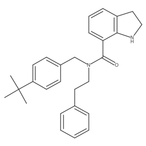 1h-Indole-7-carboxamide,n-[[4-(1,1-dimethylethyl)phenyl]methyl]-2,3-dihydro-n-(2-phenylethyl)- Structure