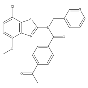 4-acetyl-N-(7-chloro-4-methoxybenzo[d]thiazol-2-yl)-N-(pyridin-3-ylmethyl)benzamide结构式