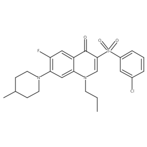 3-((3-chlorophenyl)sulfonyl)-6-fluoro-7-(4-methylpiperidin-1-yl)-1-propylquinolin-4(1H)-one结构式