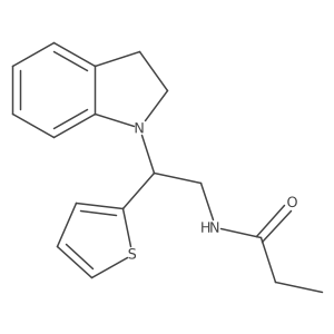 N-(2-(indolin-1-yl)-2-(thiophen-2-yl)ethyl)propionamide结构式