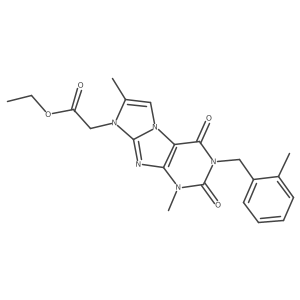 ethyl 2-(1,7-dimethyl-3-(2-methylbenzyl)-2,4-dioxo-3,4-dihydro-1H-imidazo[2,1-f]purin-8(2H)-yl)acetate Structure