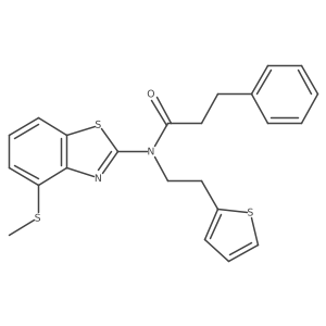N-(4-(methylthio)benzo[d]thiazol-2-yl)-3-phenyl-N-(2-(thiophen-2-yl)ethyl)propanamide结构式