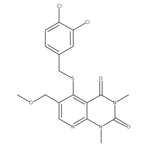 5-((3,4-dichlorobenzyl)thio)-6-(methoxymethyl)-1,3-dimethylpyrido[2,3-d]pyrimidine-2,4(1H,3H)-dione Structure