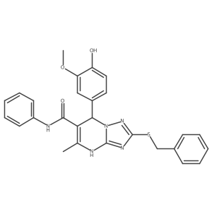 2-(benzylthio)-7-(4-hydroxy-3-methoxyphenyl)-5-methyl-N-phenyl-4,7-dihydro-[1,2,4]triazolo[1,5-a]pyrimidine-6-carboxamide结构式