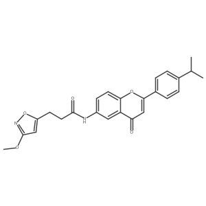 3-(3-methoxy-1,2-oxazol-5-yl)-N-{4-oxo-2-[4-(propan-2-yl)phenyl]-4H-chromen-6-yl}propanamide结构式